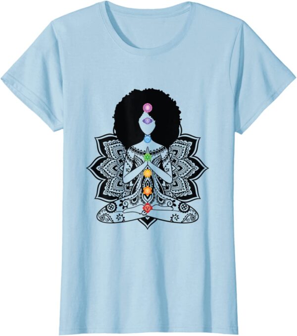 Afro Black Girl Yoga Zen Mandala Seven Chakra Meditation T-Shirt - Yogi ...