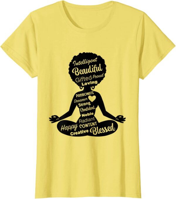 Afro Hair Black Girl Yoga Meditating Positivity Inclusivity T-Shirt