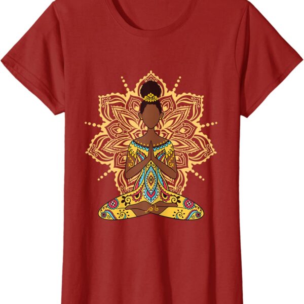Afro Hair Black Girl Yoga Zen Mandala Meditation T-Shirt