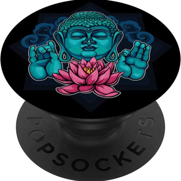 Buddha and Pink Lotus Zen Buddhist Meditation PopSockets Swappable PopGrip