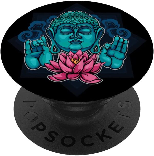 Buddha and Pink Lotus Zen Buddhist Meditation PopSockets Swappable PopGrip