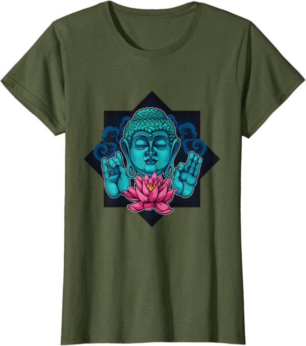 Buddha and Pink Lotus Zen Buddhist Meditation T-Shirt