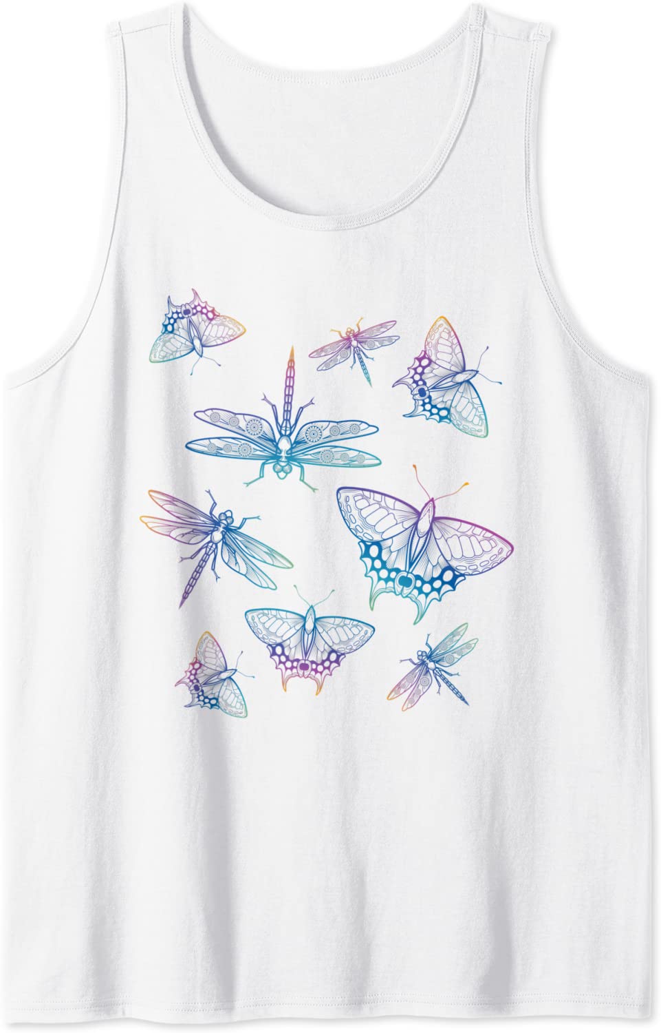 Dragonflies Butterflies Colorful Mandala Zen Insects Hippie Tank Top