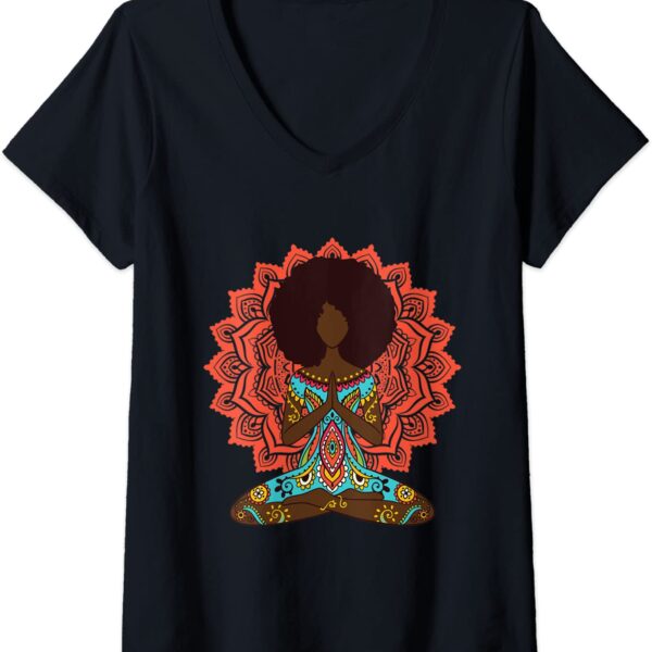 Womens Afro Black Girl Yoga Zen Mandala Seven Chakra Meditation V