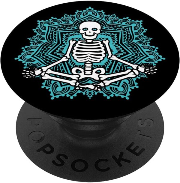 Skeleton Yoga Zen Lotus Mandala Namaste Halloween PopSockets Swappable PopGrip