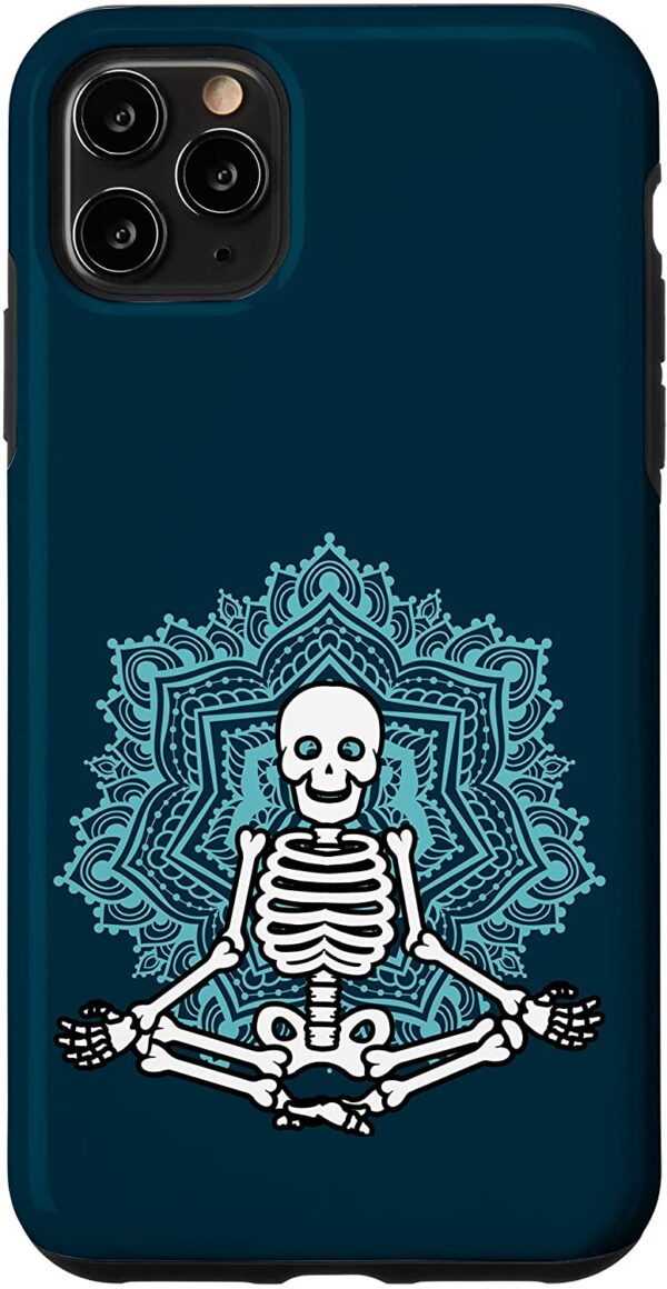 iPhone 11 Pro Max Skeleton Yoga Zen Lotus Mandala Namaste Halloween Case