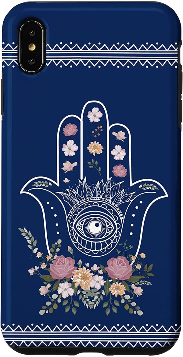 iPhone XS Max Hamsa Hand of Fatima Evil Eye Charm Flowers Zen Spiritual Case