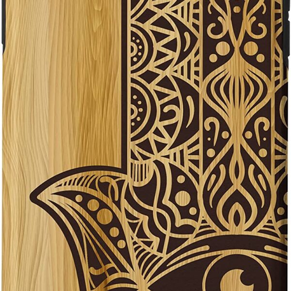 iPhone XS Max Hamsa Hand of Fatima Evil Eye Mandala Wood Engraved Pattern Case