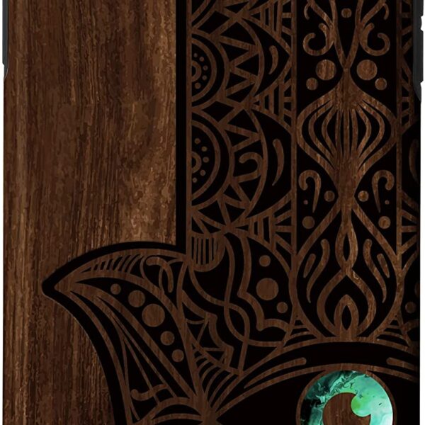 iPhone XS Max Hamsa Hand of Fatima Evil Eye Mandala Wood Engraved Pattern Case