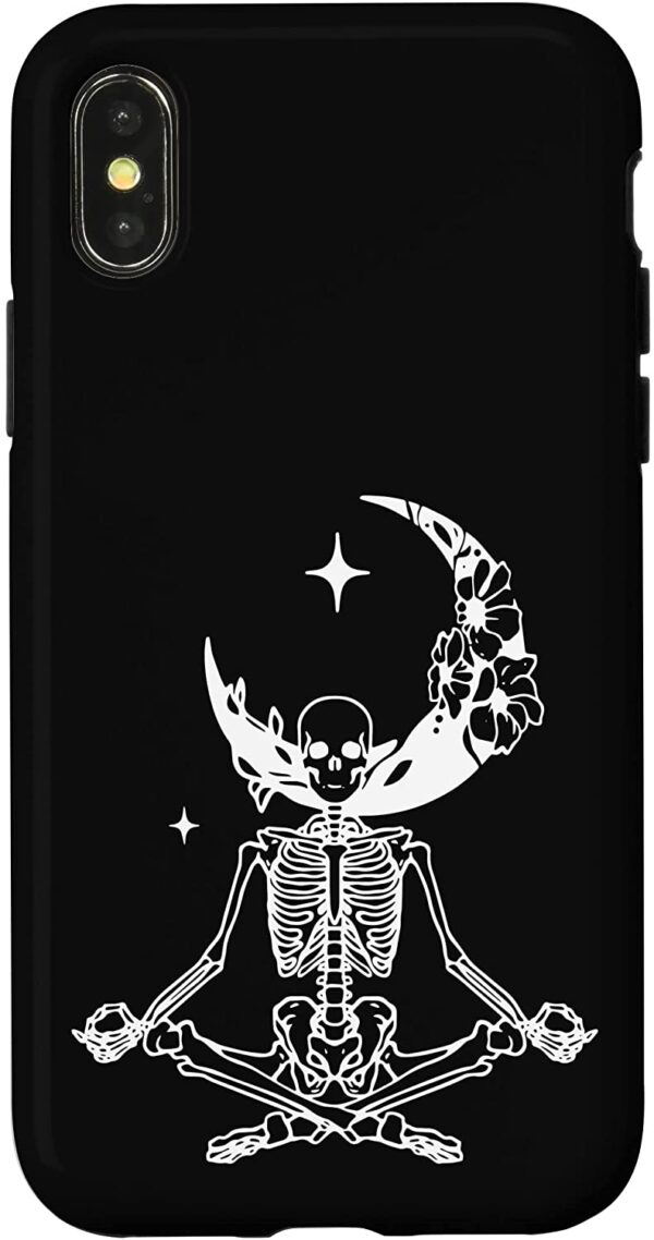 iPhone X/XS Skeleton Yoga with Cresent Moon Zen Halloween Yoga Case