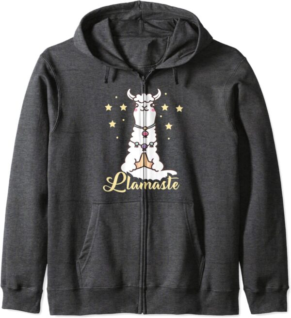 Cute Funny Yoga Llamaste Llama Alpaca Namaste Animal Lovers Zip Hoodie