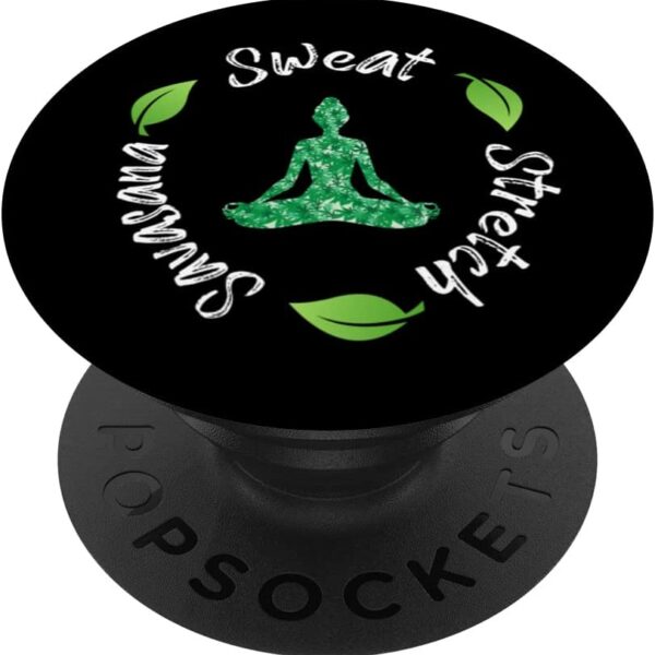 Funny Hippie Sweat Stretch Savasana Repeat Yoga Quote PopSockets Swappable PopGrip