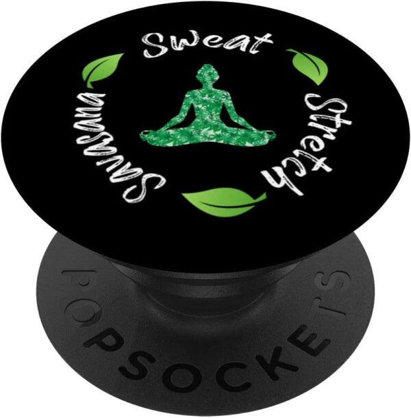 Funny Hippie Sweat Stretch Savasana Repeat Yoga Quote PopSockets Swappable PopGrip