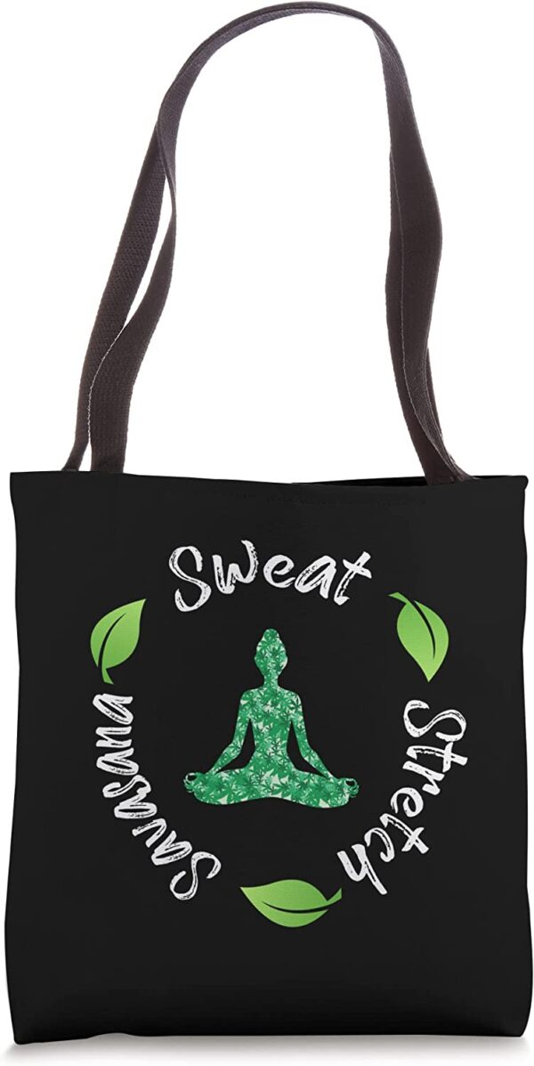 Funny Hippie Sweat Stretch Savasana Repeat Yoga Quote Tote Bag