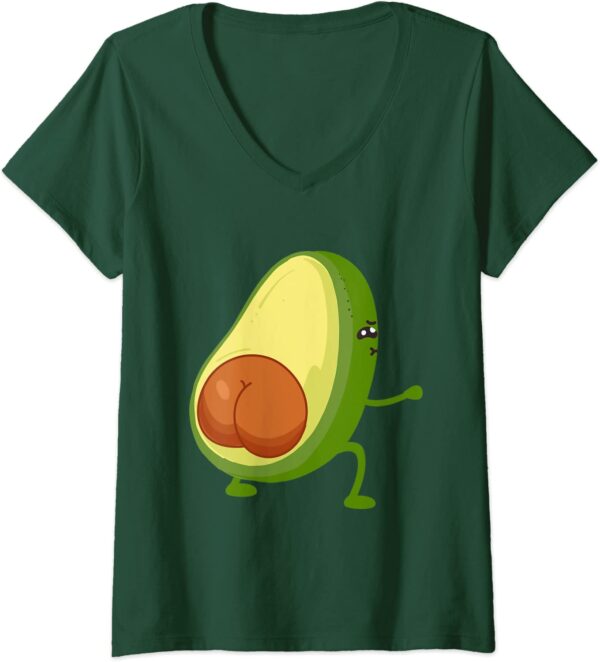 Womens Funny Avocado Butt Squating Glute Workout Cute & Sexy V-Neck T-Shirt