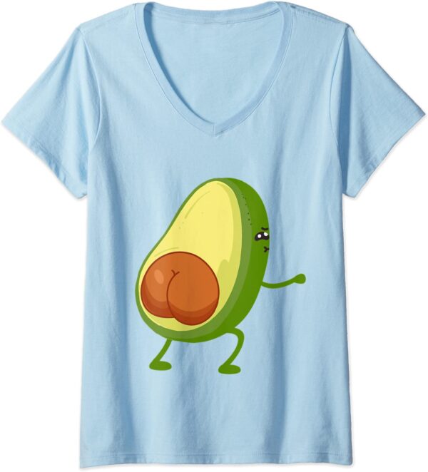 Womens Funny Avocado Butt Squating Glute Workout Cute & Sexy V-Neck T-Shirt