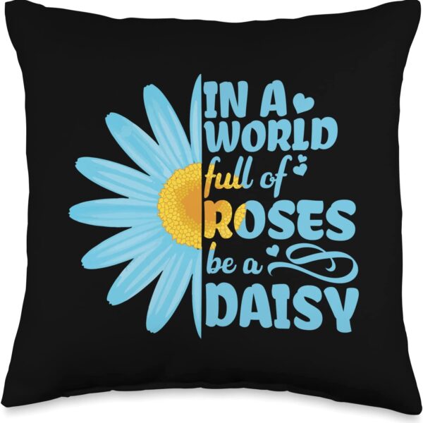Yogi Republic Hippie in a World Full of Roses be a Blue Daisy Sunflower Throw Pillow, 16x16, Multicolor