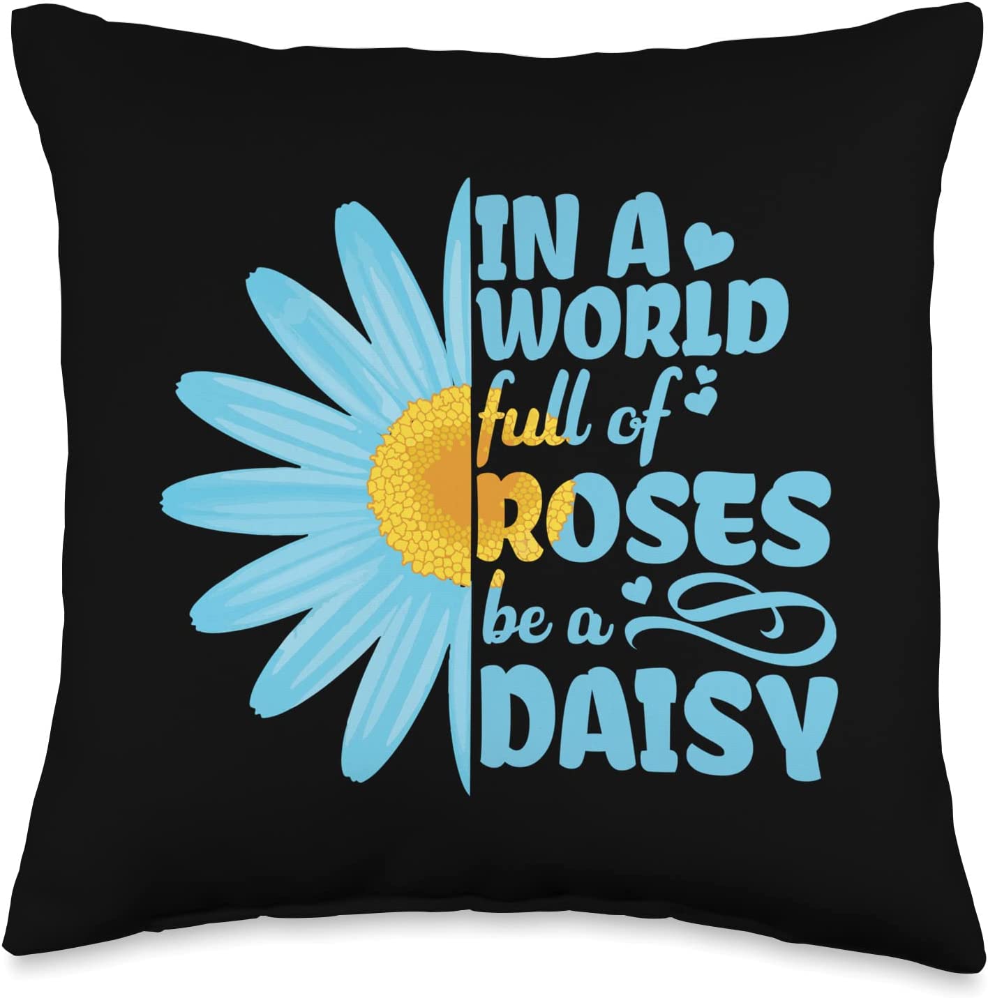 Yogi Republic Hippie in a World Full of Roses be a Blue Daisy Sunflower Throw Pillow, 16x16, Multicolor